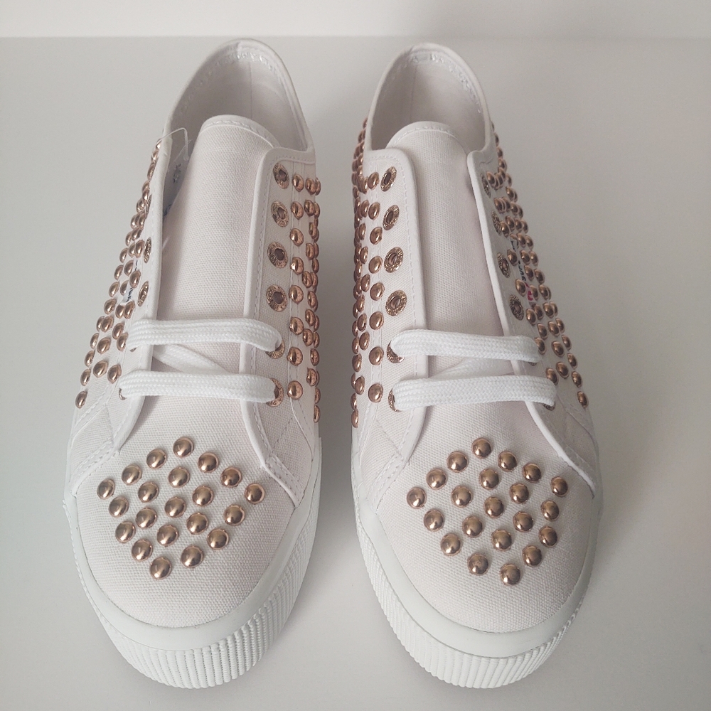 🎁SUPERGA Platform Gold Studded Sneakers